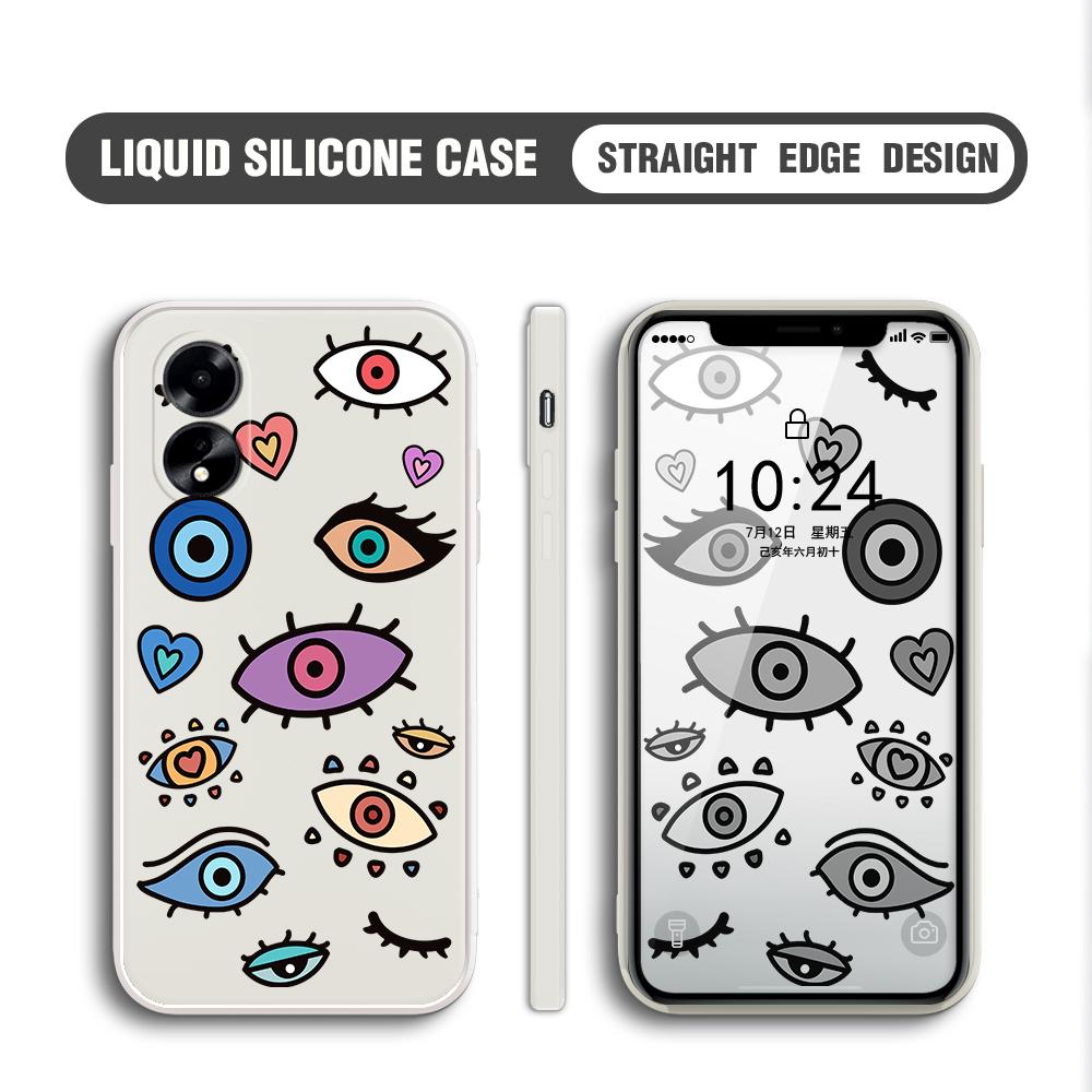 For OPPO A60 A18 A38 A52 A53 A96 A76 A36 A78 A98 Realme C30 C31 C33 C35 C55 C65 C67 Creative Eyes Design Soft Full Lens Protect Phone Case