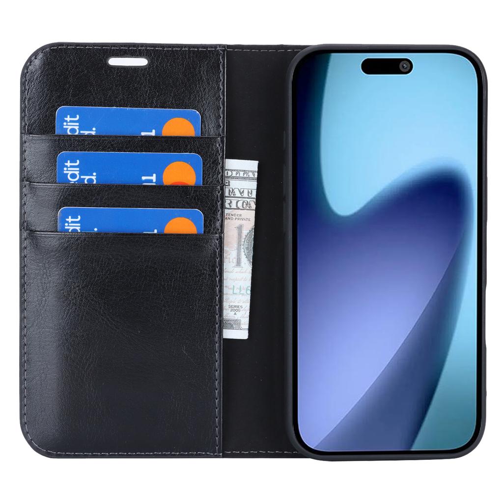 For iPhone 17 Air Case Crazy Horse Texture Split Leather Wallet Phone Cover