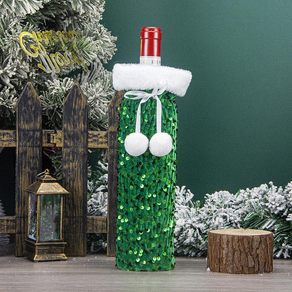 Christmas Decorations, European And American Sequined Wine Bottle Bags, Plush Wine Cases, Gift Bags, Hotel Table Decorations