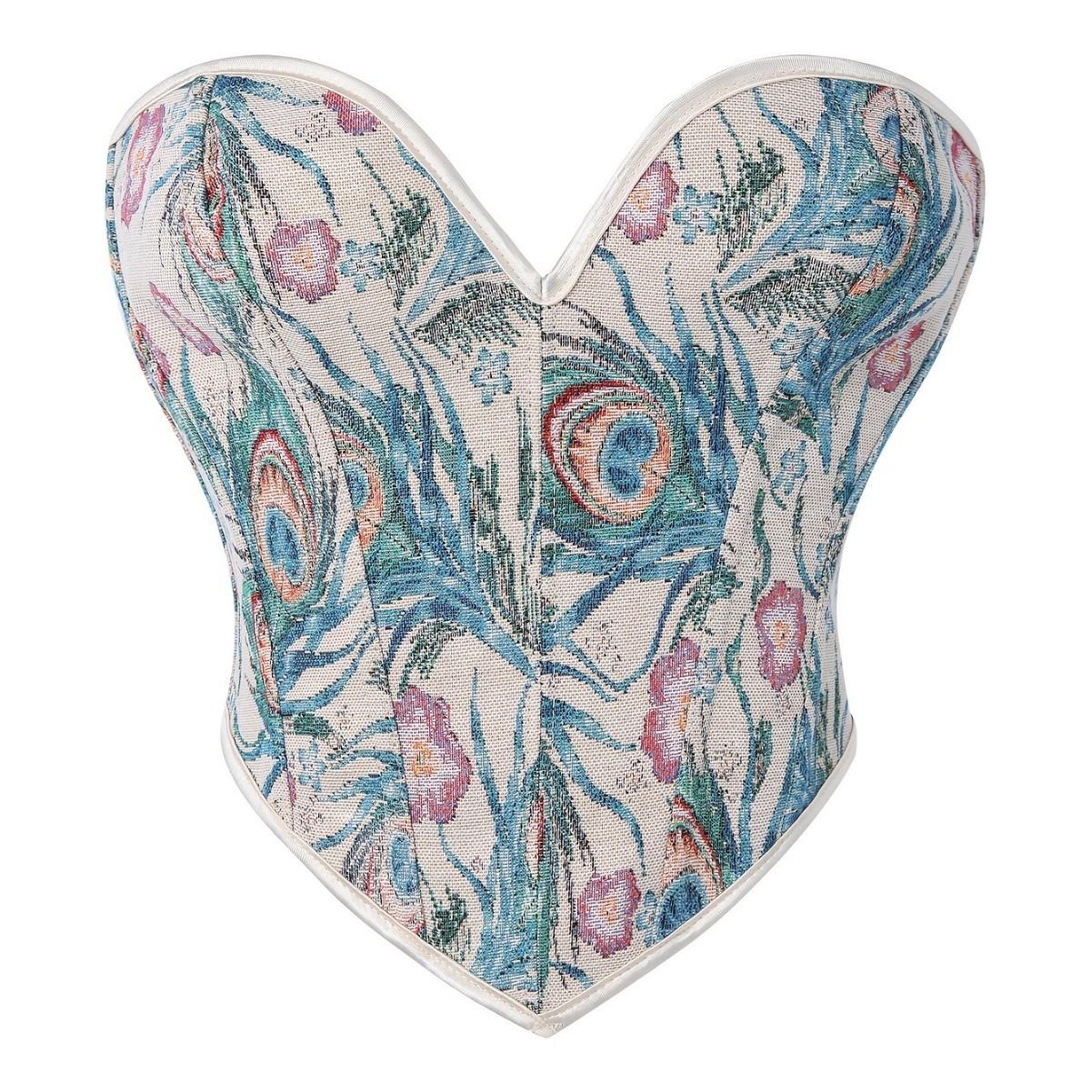 Women S Strapless Push Up Corset Top Floral Print Waist Cincher S