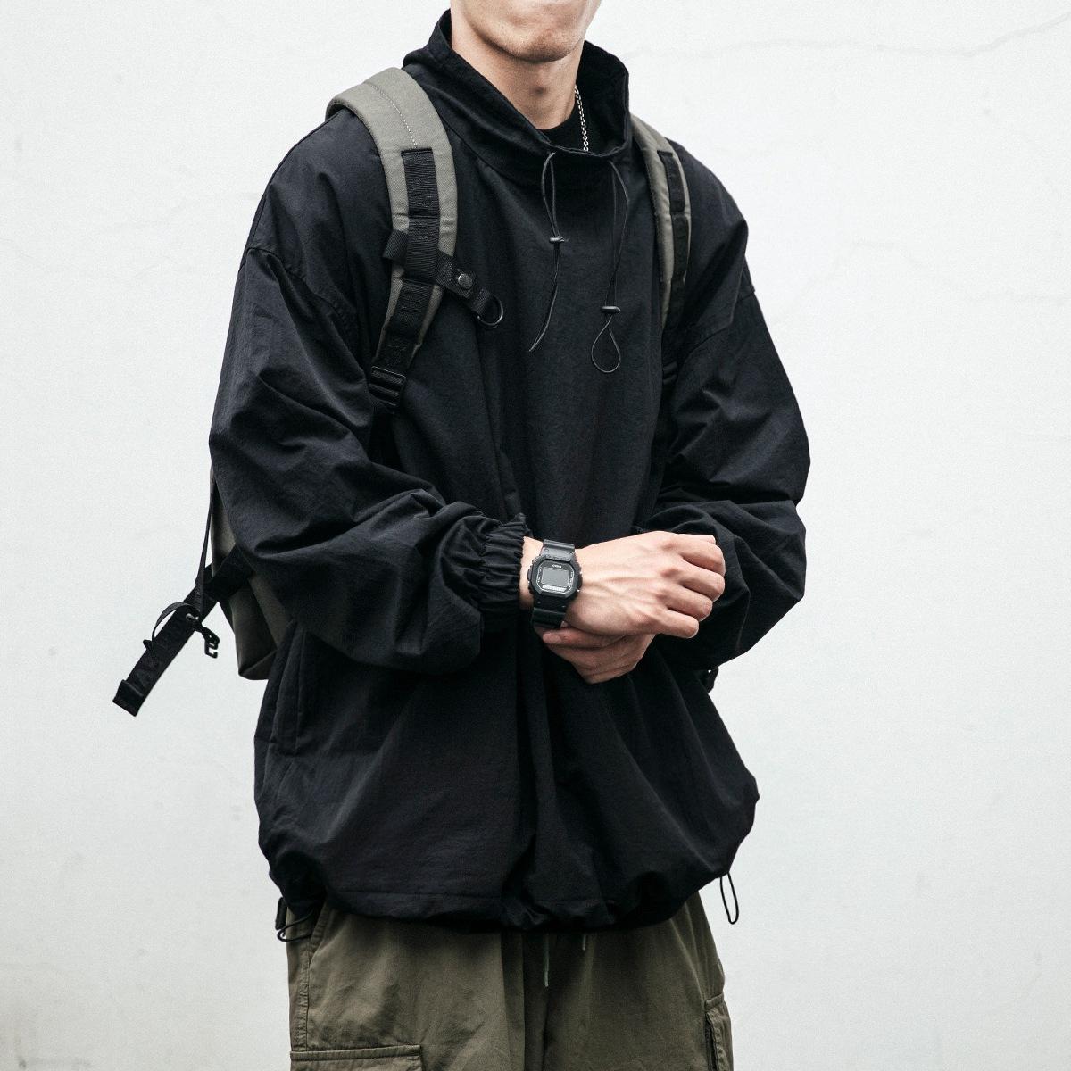 

Модная куртка в стиле ретро с капюшоном, свободная посадка, модная куртка, пальто 2XL чёрный