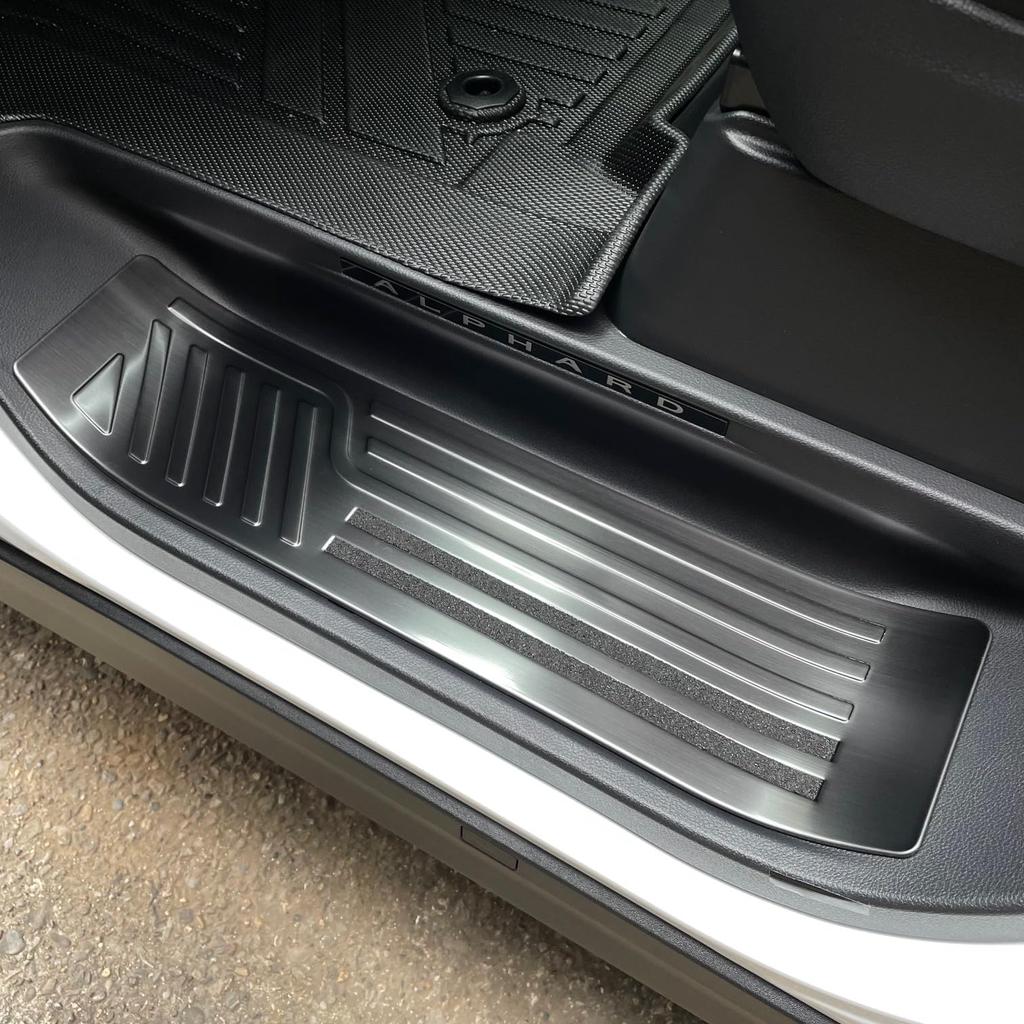 CGP Side Scuff Plates (4-Piece Set) for 40 Series Alphard and Vellfire, Black, Stainless Steel (HN09-T13822BK)