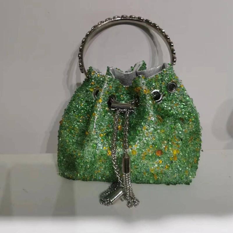 2026 Womens Crystal-Embellished Crossbody Bag Fringe Detail Small Square Shoulder No Top Handle