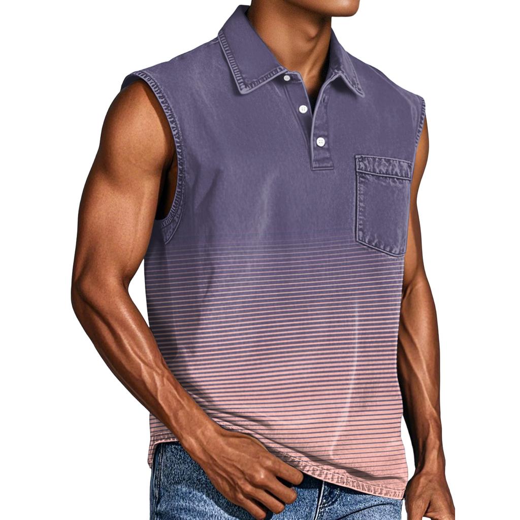 Men's Casual Pocket Button Collar Sleeveless Vest