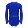 Girls Dance Bodysuit Long Sleeve Rhinestone Leotard with Back Zipper & Cutout for Performance