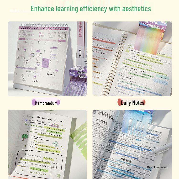Rainbow Tearable Fluorescent Sticky Notes - Back-to-School Essentials
