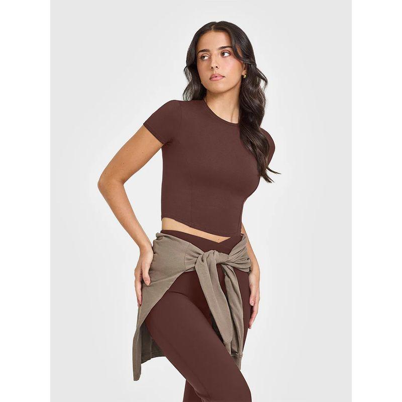 Irongirl Yoga Short Sleeve Women's Silm Slim Looking Short Sports Tops Sexy round Neck Workout Clothes T-shirt Blouse