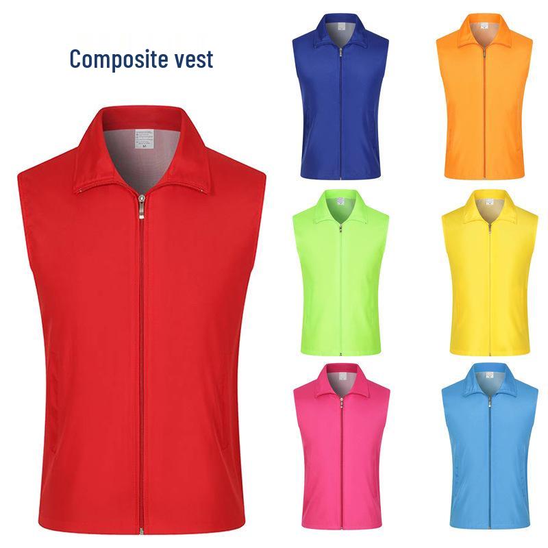 Custom Red Volunteer Vest with Printed Logo for Public Welfare and Events