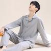 Fashion Brand Pajamas Suit Men Long-sleeved Pure Cotton Spring Autumn Gent Soft Cotton Summer Loungewear Set Male Nightcloth