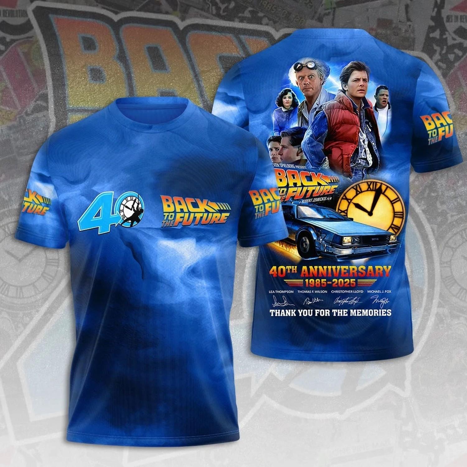 Back To The Future 40th Anniversary Movie 3D T Shirt Full Size S-5XL L