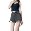 High-Waisted Ripped Denim Shorts for Women - Plus Size, Slimming, A-Line Raw Edge, Summer Trend