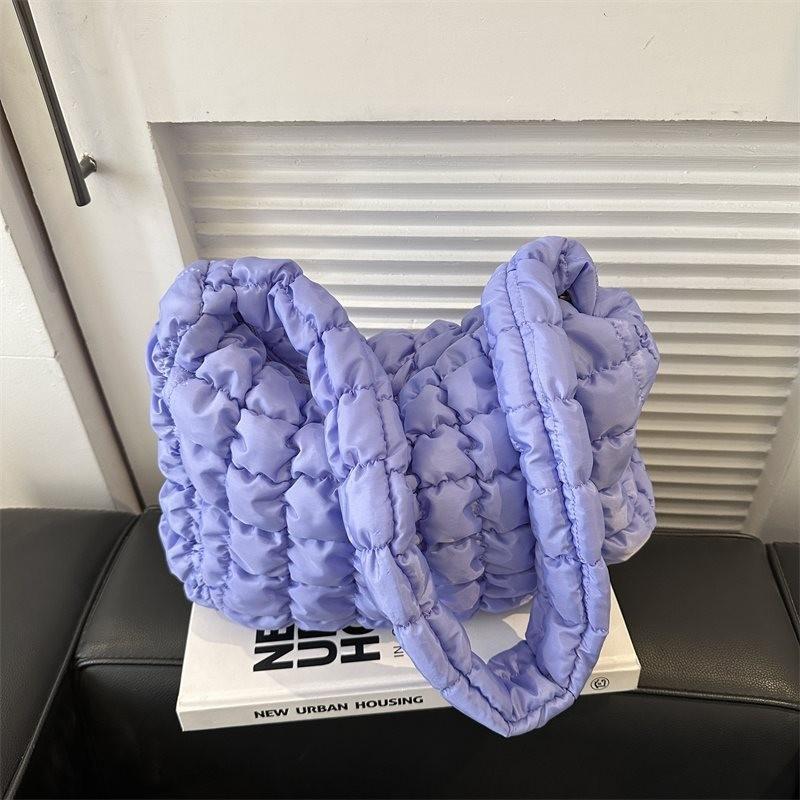 Stylish Cloud Bag With Pleated Design Unique Bubble Texture Large Capacity Shoulder Bag