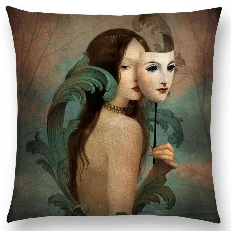 New Elegant Lady Lovely Girl Shakespeare Plays Fantasy Painting Heart Free Wish Sea Cushion Cover Sofa Throw Pillow Case