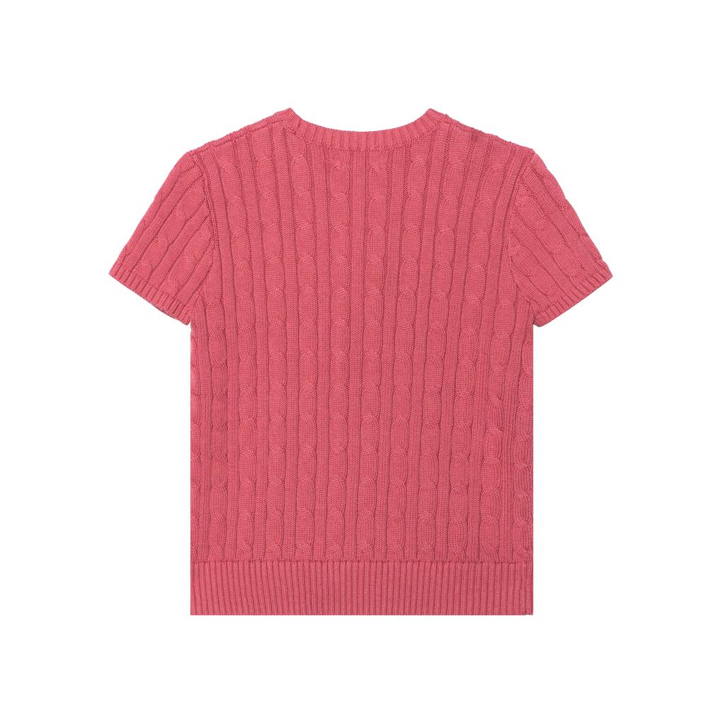 Polo Ralph Lauren Sweater Ss25 Cable Knit Cotton Slim Fit Short Sleeve Kids Tops Rose-Pink 313945437-007