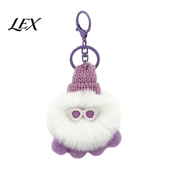 Soft Octopus Keychain Plush Keychain, Fuzzy Stuffed Sea Animal Bag Charm, Hanging Cartoon Accessory Knit Hat with Keyring for Backpacks and