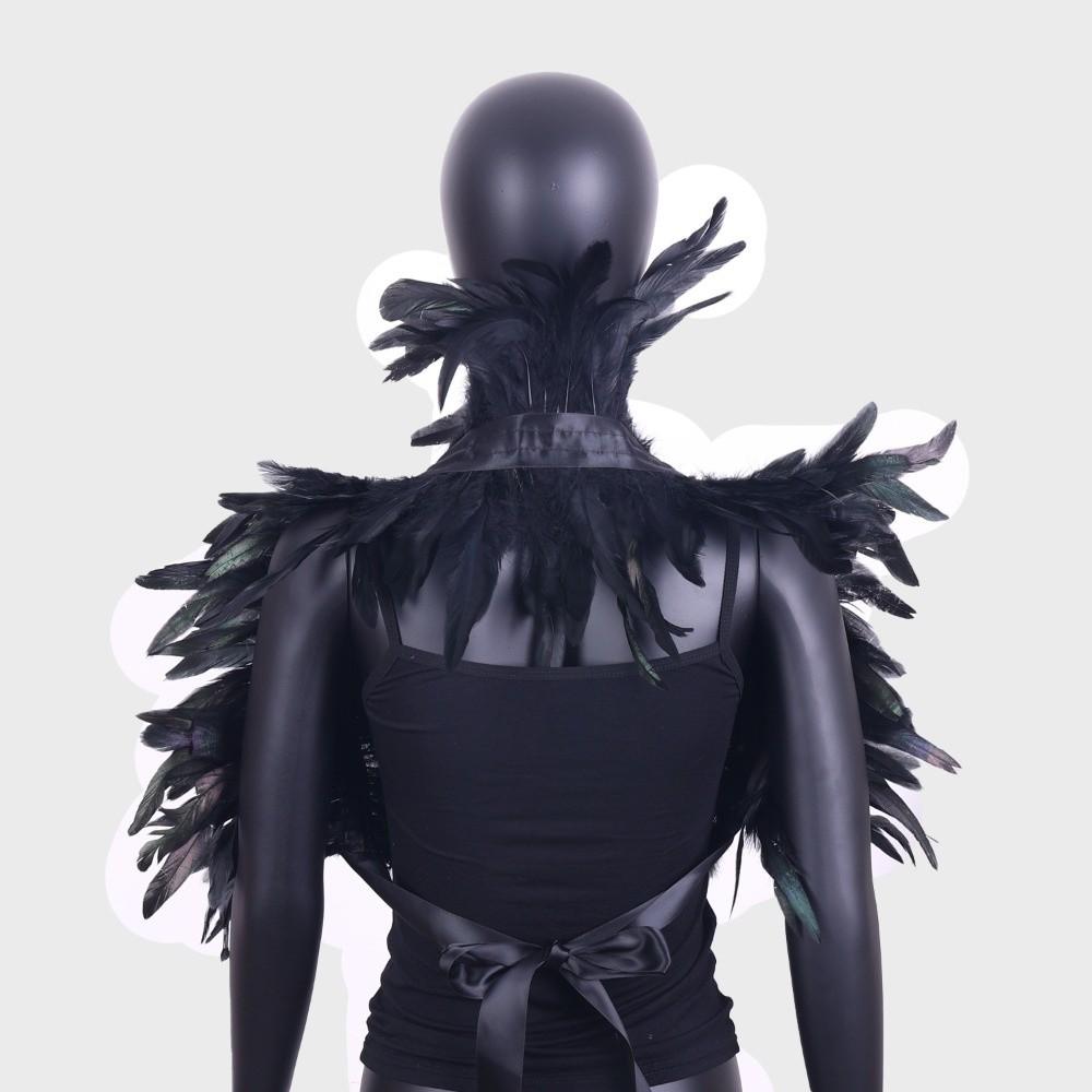 Neck Wrap Luxury Feather Shawl Halloween Punk Adjustable Feather Shrug Shawl Retro Gothic Shoulder Fake Collar Women