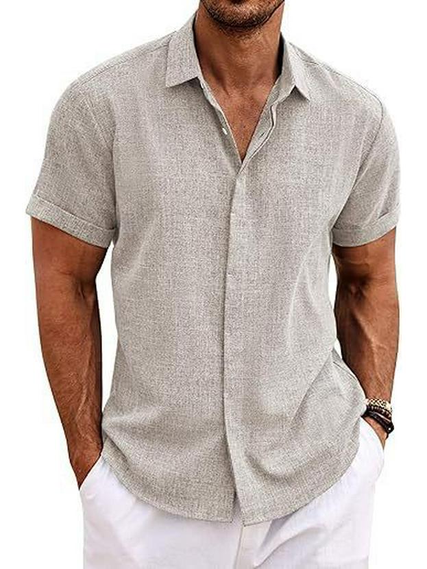 

2026 Men s Casual Short Sleeve Button-Down Beach Shirt XXXXL