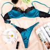 Set coordinati reggiseno e slip Patchwork Pizzo Blu Navy Lingerie Sexy Moda Intimo Sottile Slip Comodi Nuovi Arrivi Set Esotici