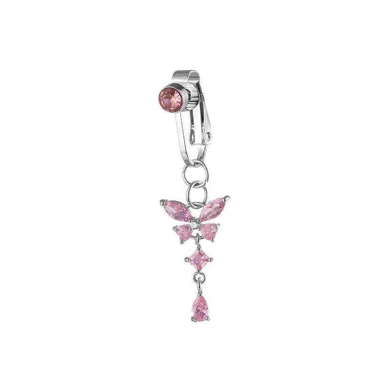 Butterfly No-Pierce Zircon Belly Button Ring - Fashionable Copper Body Jewelry Pendant