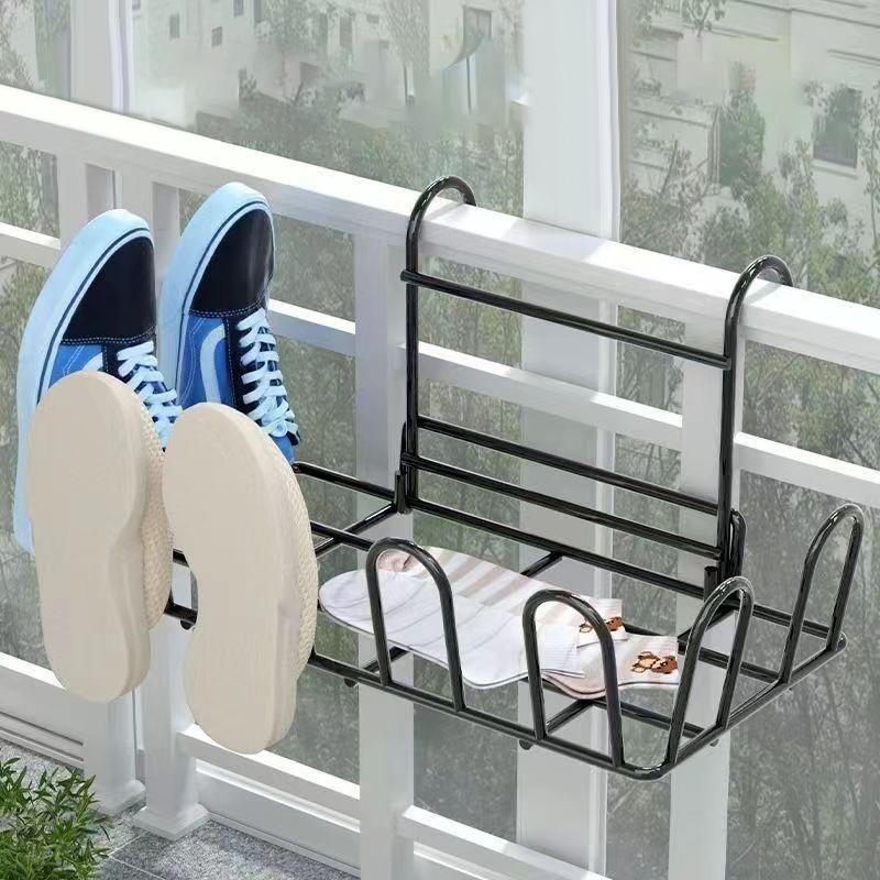 Balcony Drying Rack Multi Functional Indoor And Outdoor Shoe Drying Railing Windowsill Hanging Minimalist Clothes Storage Stand