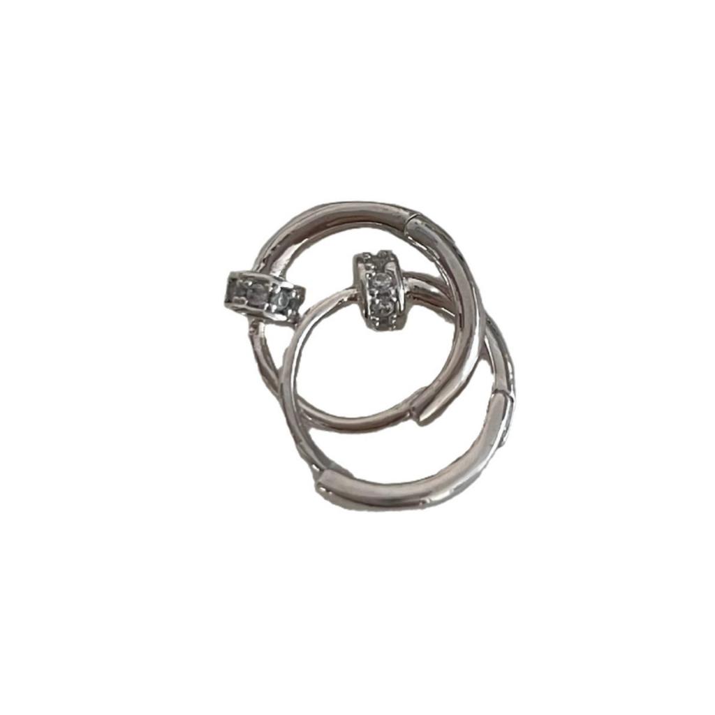 Simple Mini Micro-set Silver Earrings Female Daily Cold Wind Hundred Match Earrings Adjustable Vein Circle Elegant Simple Hoop Earrings