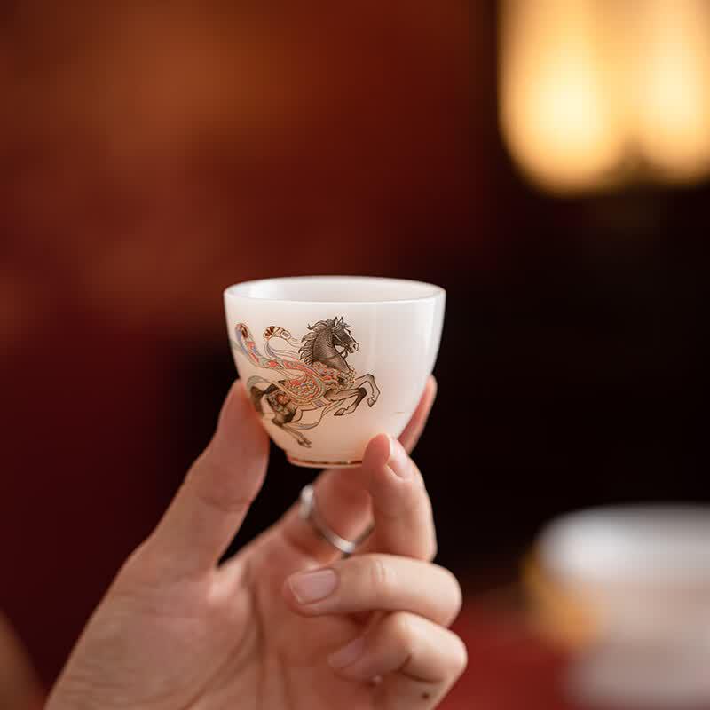Dunhuang Aesthetics Ice Jade Porcelain Gaiwan Kung Fu Tea Set