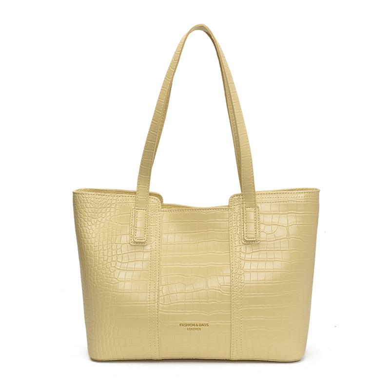 Premium Sense Solid Color Simple Crocodile Pattern Large Capacity Tote Bag Women's 2025 New Trend Fashion Versatile Shoulder Bag