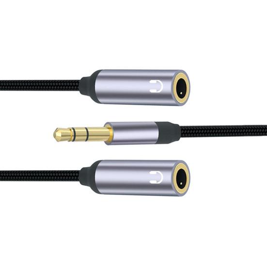 Headphone Splitter 2 in 1 High Fidelity Lossless Nylon-Braided Dual 3.5mm Male Microphone Audio to 3.5mm Female Adapter Cable Computer Accessories