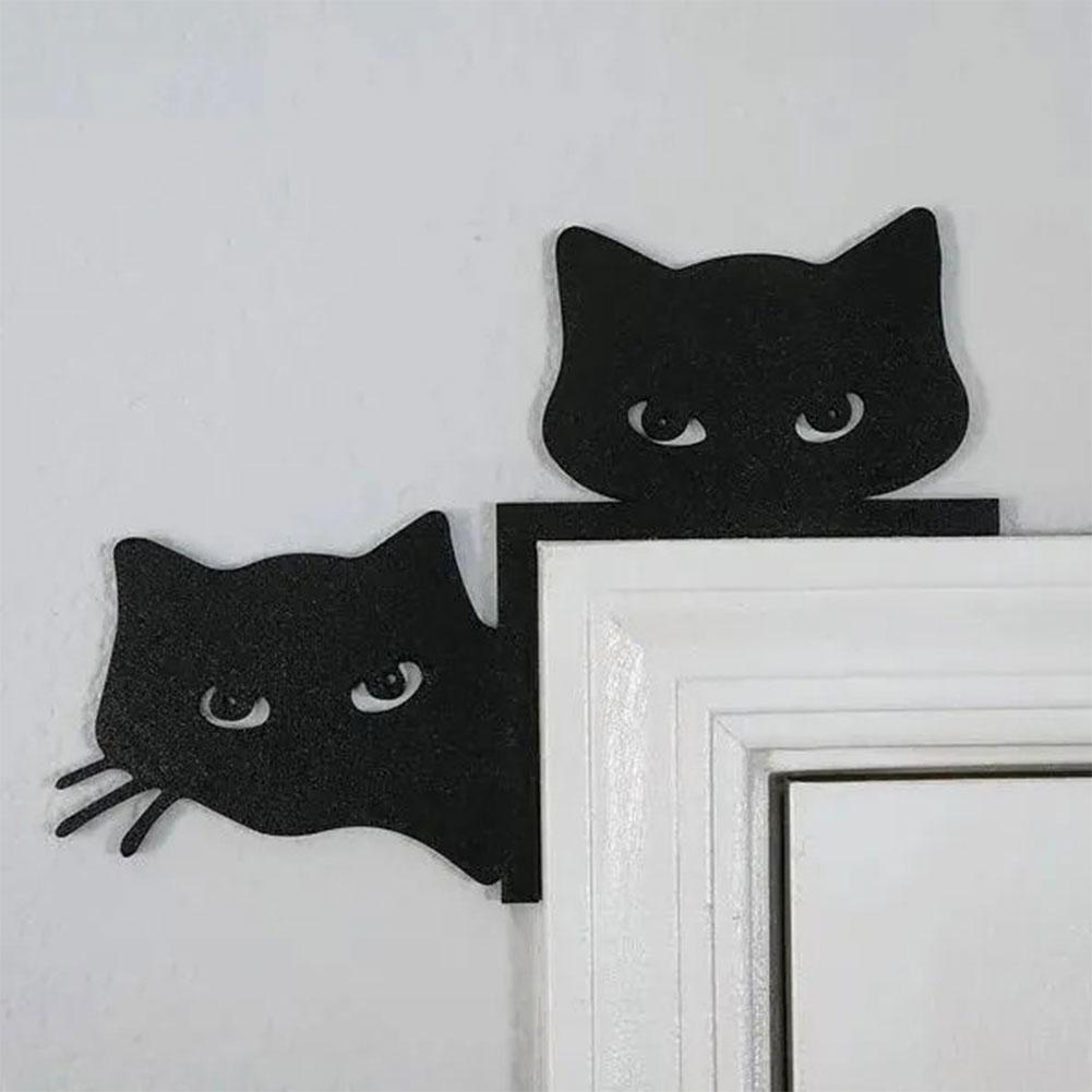 Metal Black Cat Door Topper 2025 Halloween Party Decor Creative Door Corner Sign Door Frame Decor Wall Art Handicraft Home Decor