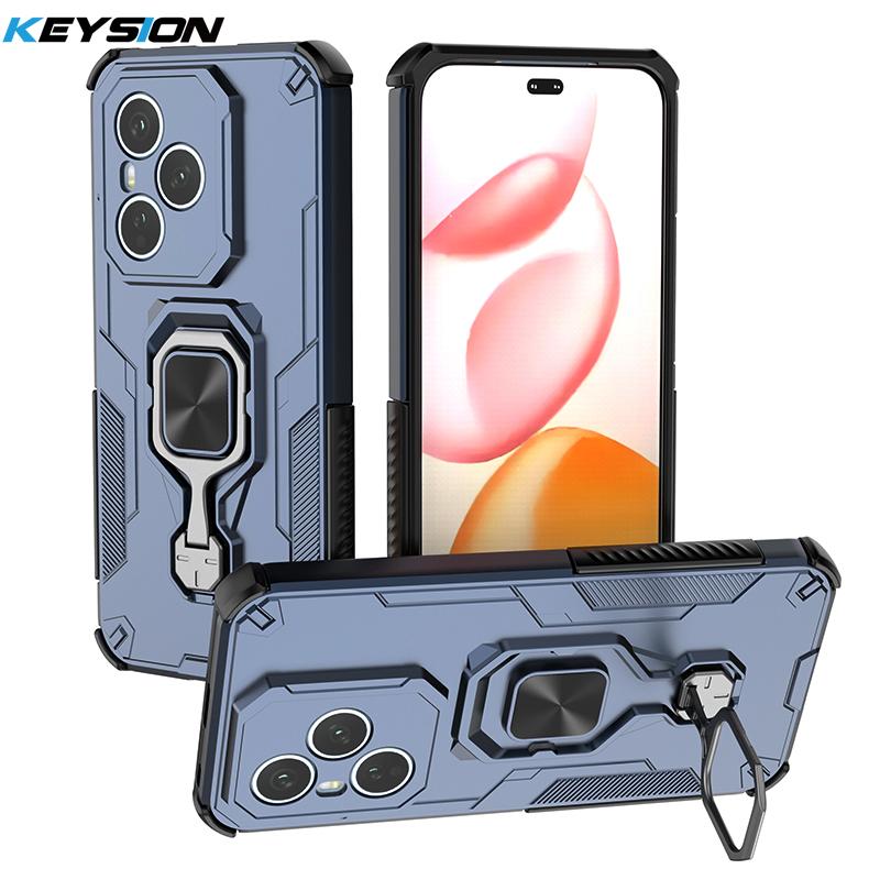 KEYSION Shockproof Armor Case for HONOR 400 Pro 5G Silicone+PC Upright Metal Live Ring Stand Phone Cover for Huawei Honor 400 5G