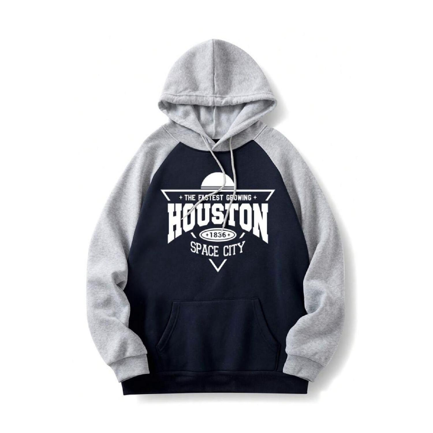 

Hooded Navy Blue Gray Sleeved Houston Space Oversized Sweatshirt S бездна