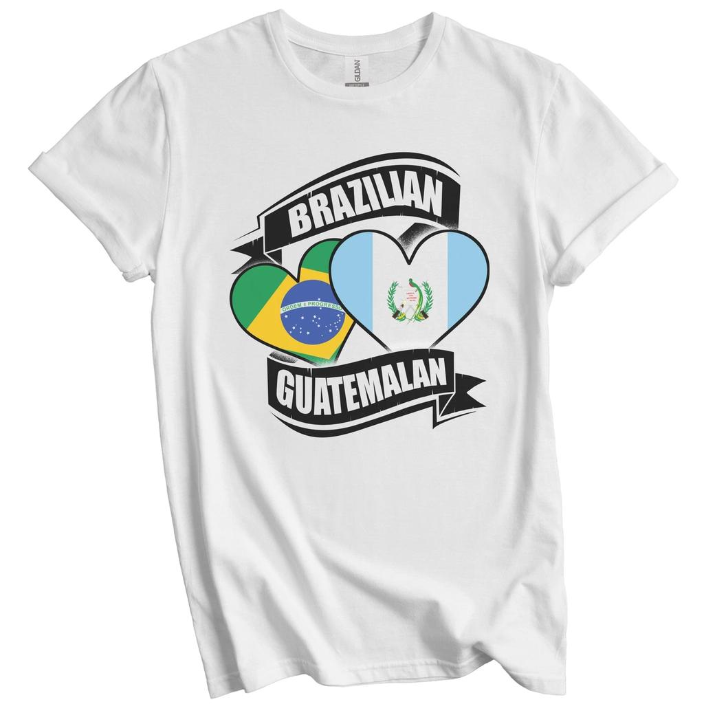 Brazilian Guatemalan Hearts Brazil Guatemala Flags T-Shirt