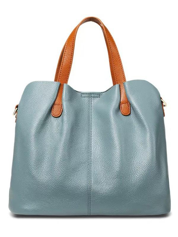 Sac cabas mère-fille de luxe en cuir véritable bicolore: Sac à bandoulière grande capacité pour femmes