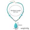 Turquoise Stone Beaded Necklace With Water Drop Pendant Blue Green Beads Layered Look Daily Jewelry For Women Casual Commuter Style 41-50 Cm