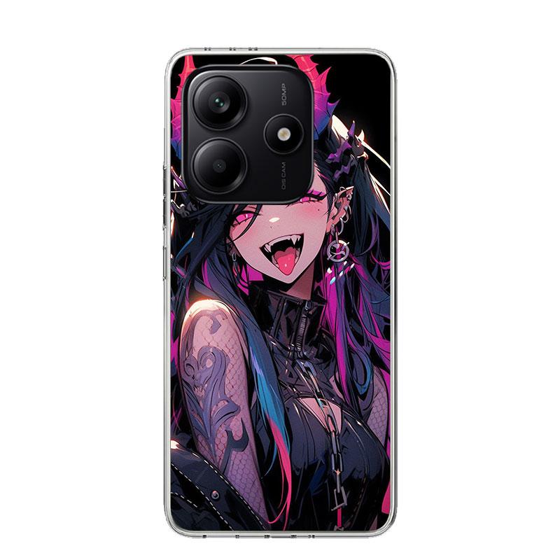 Cartoon Cool Demon Girl Phone Case For Xiaomi Redmi Note 15 14 13 12S 12 Pro Plus 11S 11E 11 11T 10S 10 Art Soft Pattern Cover R
