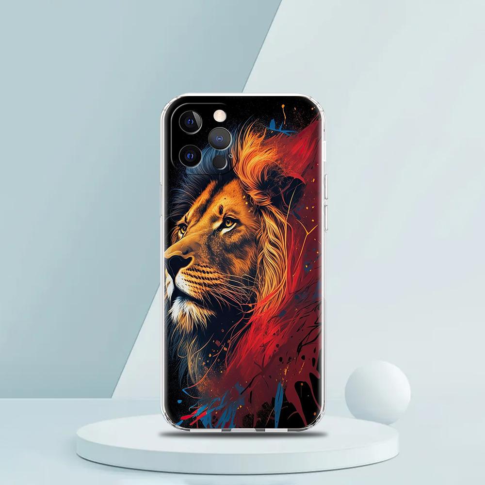 The Lion Phone Case for iPhone 16 15 14 13 12 Pro Max Transparent Soft for iPhone 11 Pro Max 7 8 Plus XS XR Silicone Shell Capas