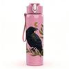 1PC Wreath Black Raven Print 750ml Color Plastic Sports Water Bottle Leakproof Flip Straw Lid Suitable for Sports Office Home Use