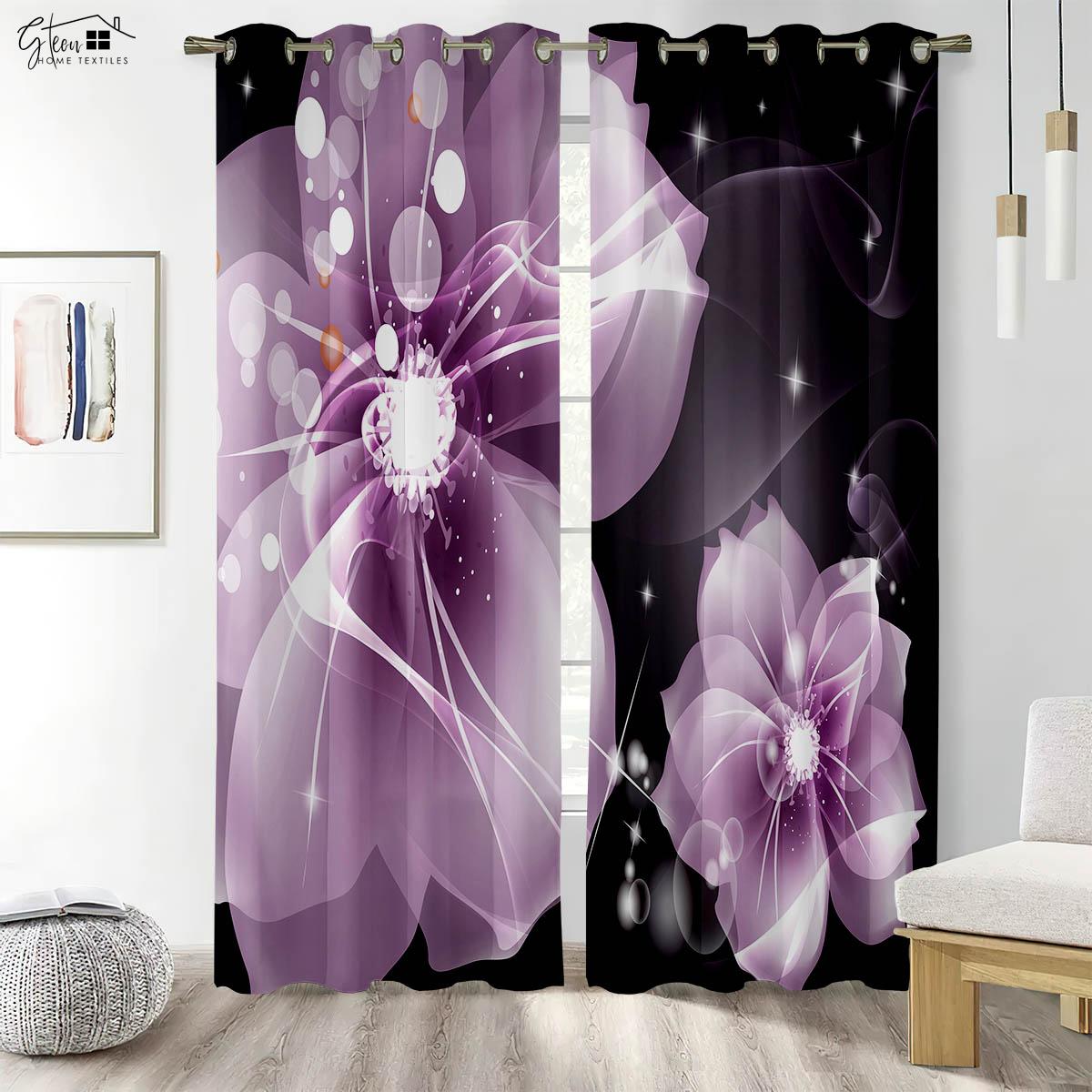 

Цветочные 3D-печатные шторы в китайском стиле с чернилами и розами для гостиной, спальни, кабинета, карманные шторы из полиэстерового волокна W50xH130(CM)x2PCS&Rod pocket