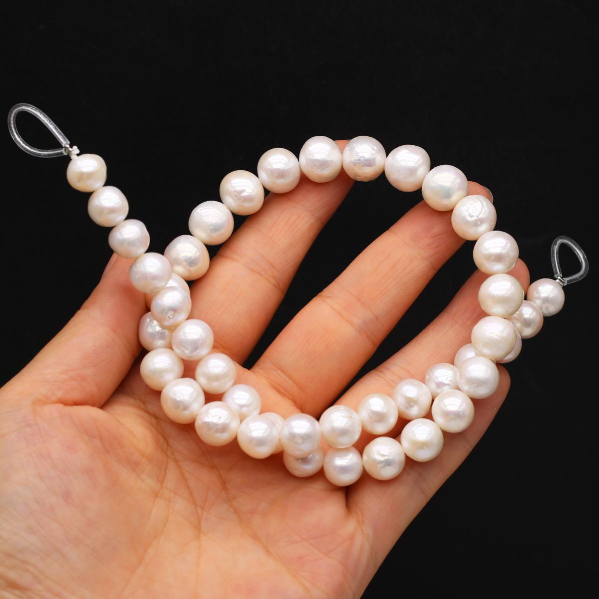 

1String, AAA Natural Freshwater Pearls 10-11mm, Handmade Near Round Pearl Beads for Jewelry Making DIY Crafts, Needlework 36cm 1String/10-11mm-36cm белый