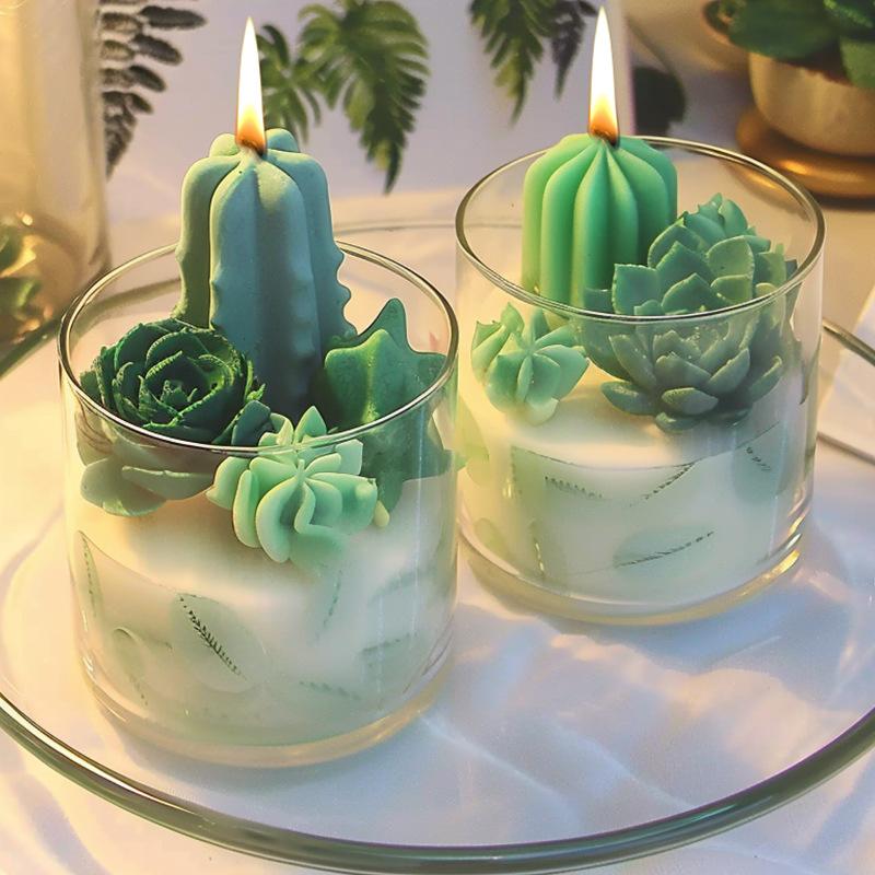 Set di Stampini in Silicone per Candele Succulente e Cactus 3D Kit per Sapone Fatto a Mano, Artigianato in Gesso, Stampo per Colata in Resina Epossidica, Strumenti per la Cottura di Torte