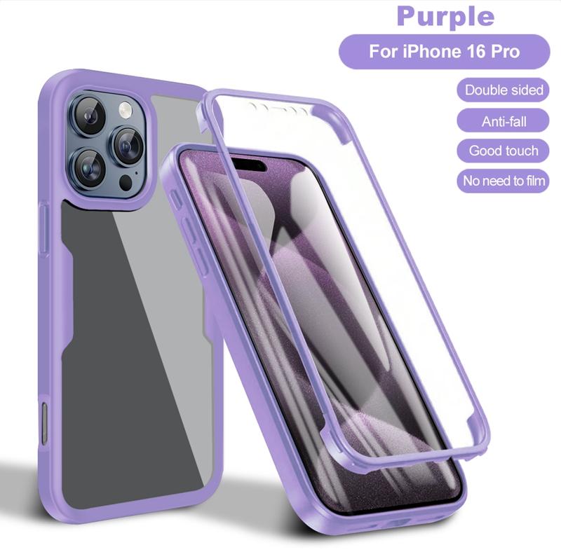 360 Full Body Screen Protector Transparent Case For Iphone 16E 16 15 14 13 12 11 Pro XR XS Max Plus Shockproof Phone Cover