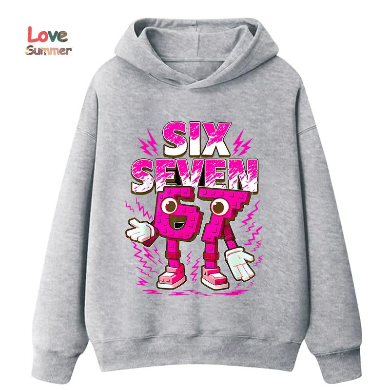67 Six Seven Italienischer Hirnfraß Hoodie Lustiger Grafik-Pullover Mädchen Jungen Fleece Warm Kinder Herbst-Hoodie Lässiges Unisex Sweatshirt