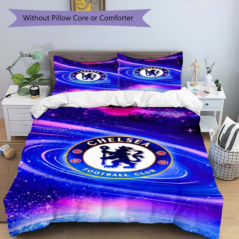 3pcs Duvet Cover Set (1*Duvet Cover + 2*Pillowcase, Without Core),Chelsea F.C Print Bedding Set, Bedroom Decor, All‑Season, Birthday Gift