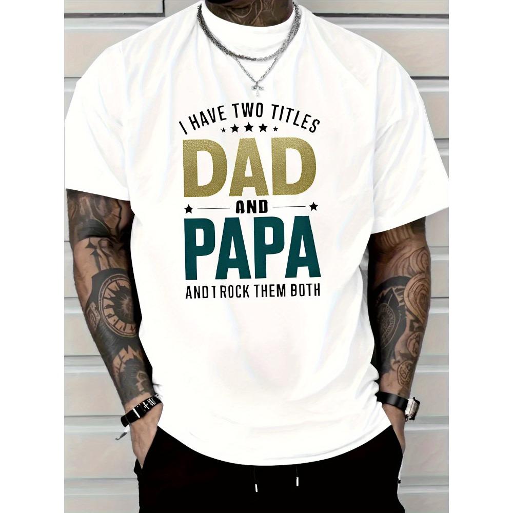 Tailles européennes T-shirt Homme Rouge J'ai Deux Titres Papa et Papa Impression Graphique pour Cadeau de Fête des Pères
