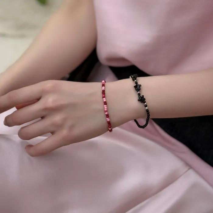 Alba Color Mix Layered Beads Bracelet Heart Charm Color Mix Seed Beads Bracelet