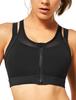 Yvette High Support Sports Fitness Bra for Sizes M Black Women's Bra, Wireless, Non-Slip, Front-Opening, Running, (D-F),