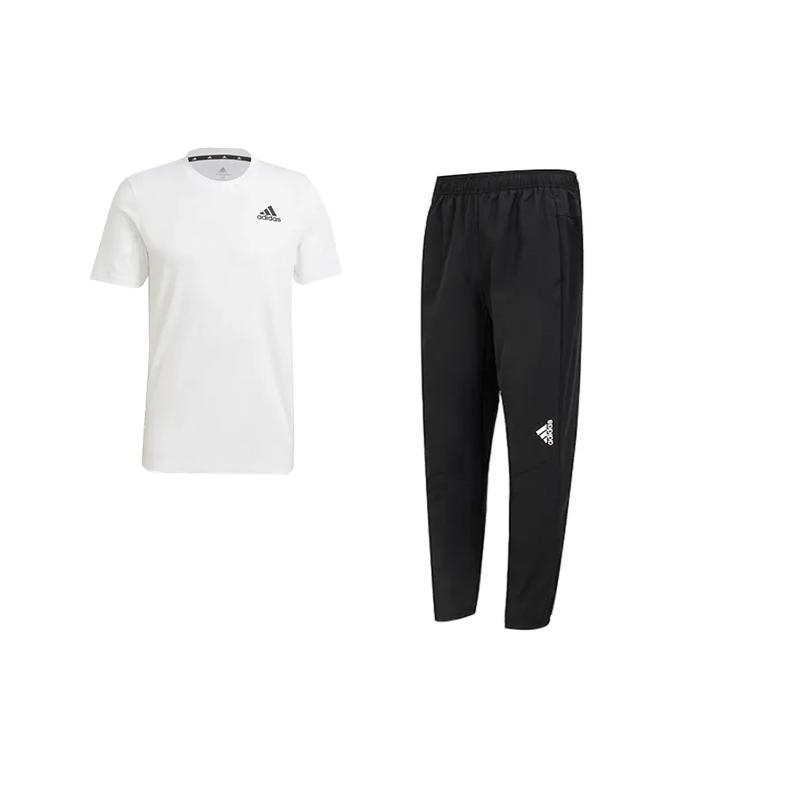 

Adidas Solid Logo Durable Round Neck Short Sleeve Comfortable Minimalist Style Simple Mid Waist Long Pants Casual Sports Suit Men suit GR0517+HN8529 XXL