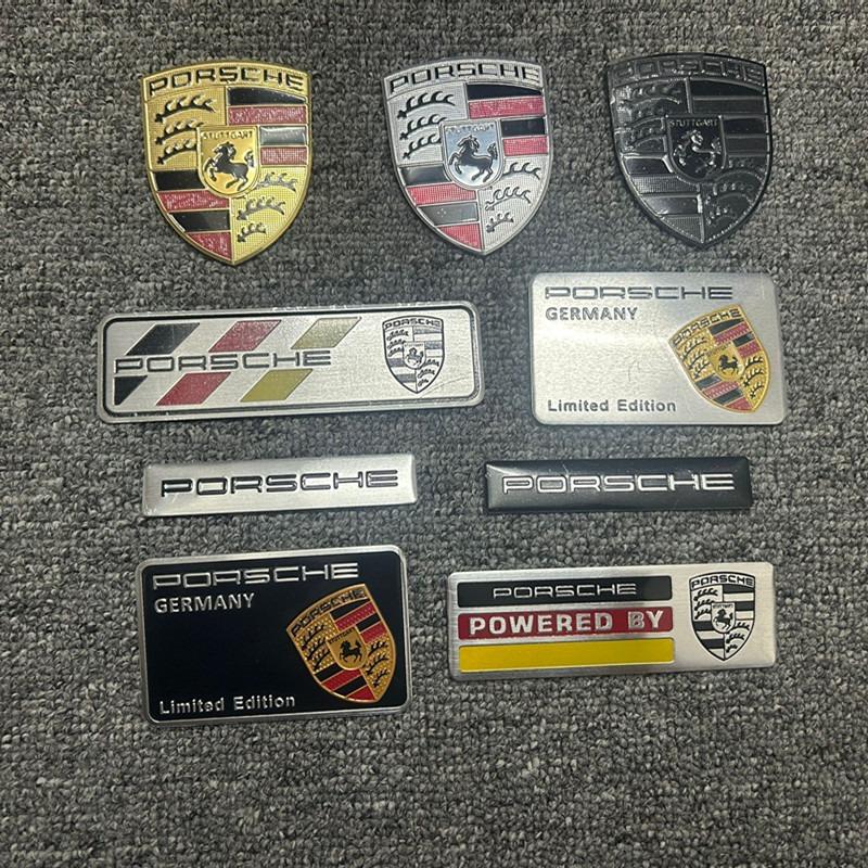 Autocollant Insigne de Marquage de Voiture en Aluminium 3D Décoration Personnalisée Carrosserie Coffre Fenêtre Autocollant Pour Porsche Emblème Accessoires Auto