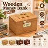 Large Capacity Wooden Money Bank Retro Treasure Storage Box Jewelry Box Piggy Bank  Bill Storage