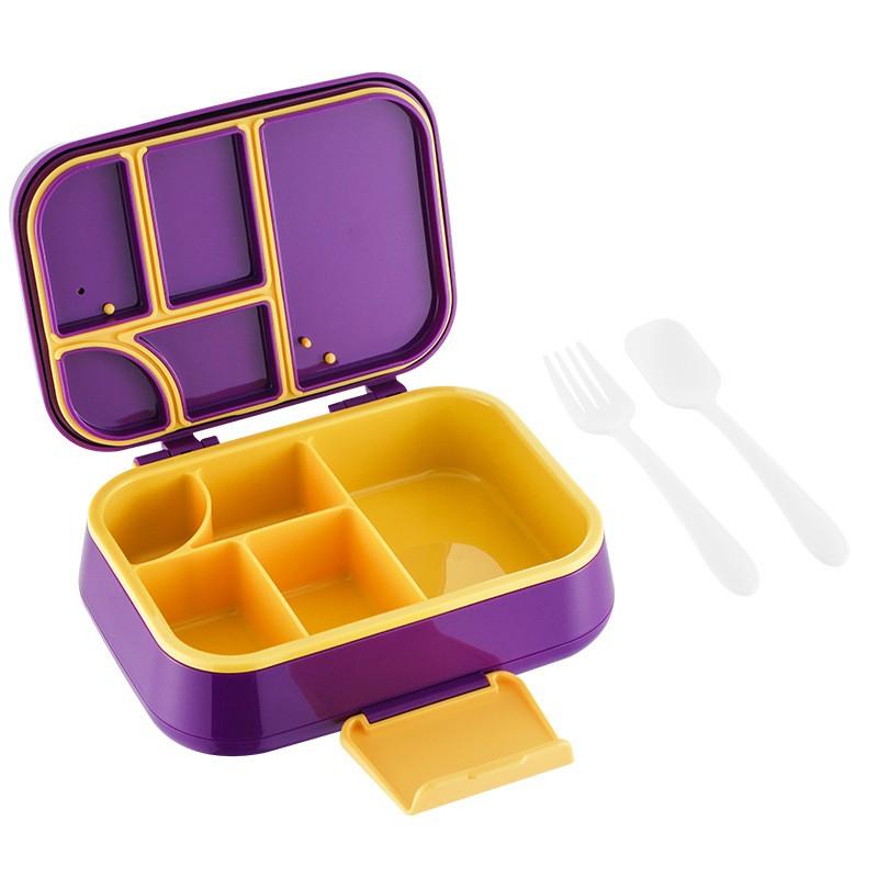 Microwave-Safe Bento Box Kids Students Lunch Container 5-Compartment Plastic Food Storage With Handle Leakproof